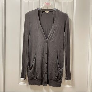 Aritzia Wilfred Stretchy V-Neck Long Button Cardigan Gray - XS